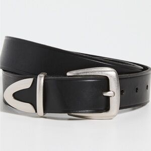 Black Leather Men’s Belt with Silver Buckle